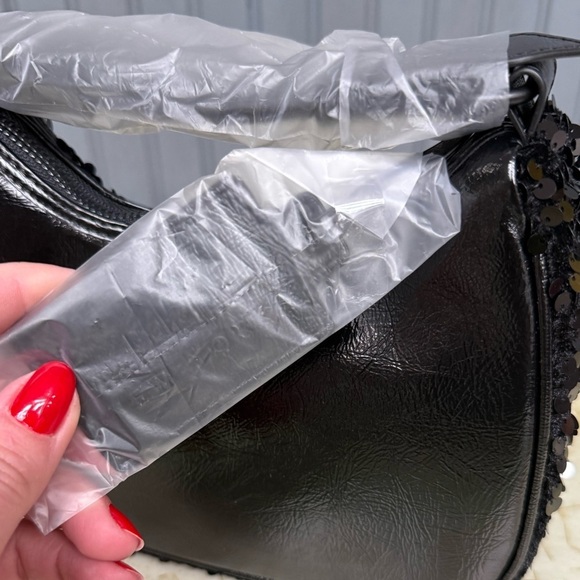 Nicole Miller Black Sequin Shoulder Bag Evening Purse - Picture 9 of 10